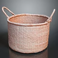 Durable Handwoven Round Storage Basket With Two Handles For Home Organizing