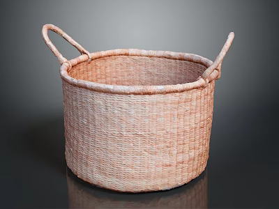 Durable Handwoven Round Storage Basket With Two Handles For Home Organizing 3d model