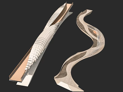 Modern Streamlined Architectural Structure With Curved Design And Layered Elements 3d model