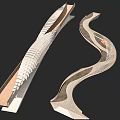 Modern Streamlined Architectural Structure With Curved Design And Layered Elements 3d model
