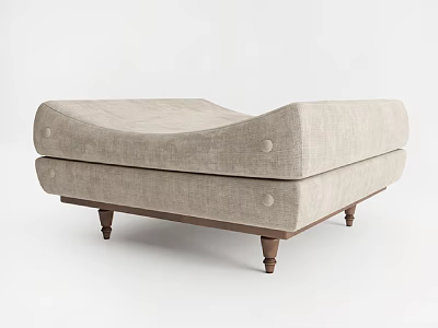 Light Gray Upholstered Sofa Bench With Wooden Legs For Modern Living Room Comfortable Seating 3d model