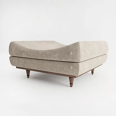 Light Gray Upholstered Sofa Bench With Wooden Legs For Modern Living Room Comfortable Seating 3d model