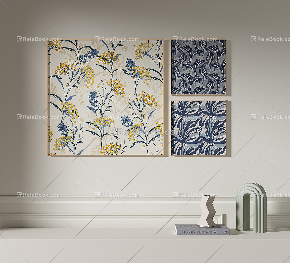 Modern Plant Painting Simple Decorative Painting 3d model