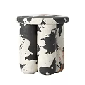 Modern Artistic Side Table With Black White Abstract Pattern And Unique Cylindrical Support Base 3d model