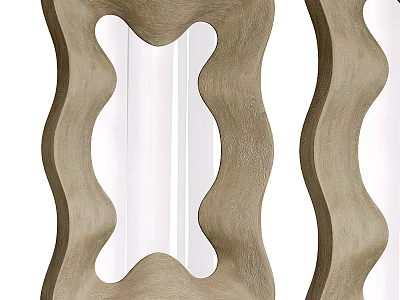 Stylish Wavy Wooden Frame Decorative Mirror For Modern Home Interior Wall Decor Accent 3d model