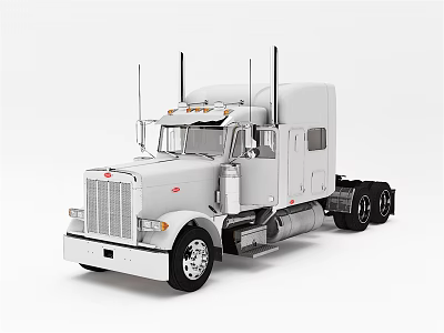 White Heavy Duty Semi Truck With Cab And Trailer For Commercial Transportation 3d model