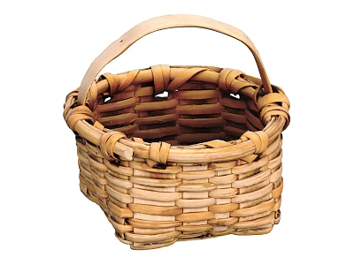 Light Brown Handwoven Storage Basket With Sturdy Handle For Daily Home Use 3d model