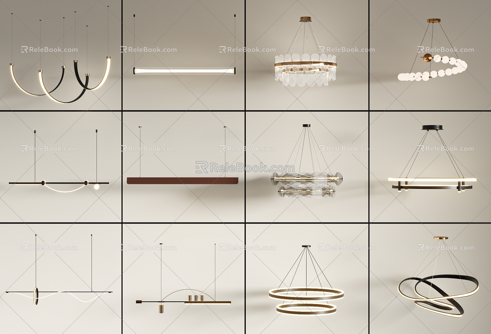 Modern chandelier combination 3d model