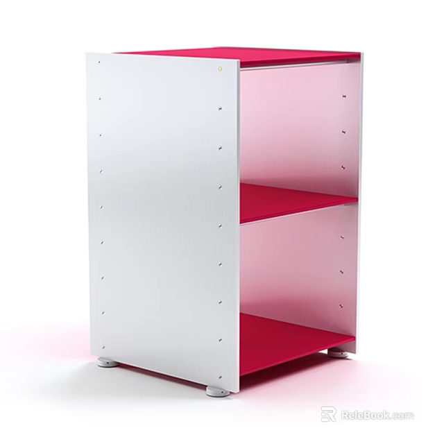 White and Red Storage Shelf with Multiple Shelves for Home Storage Simple Design 3d model 