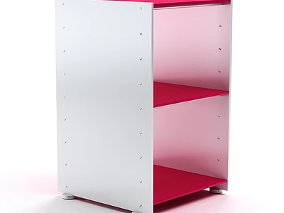 White and Red Storage Shelf with Multiple Shelves for Home Storage Simple Design 3d model