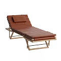 Modern Burgundy Leather Lounge Chair With Gold Metal Frame And Adjustable Backrest