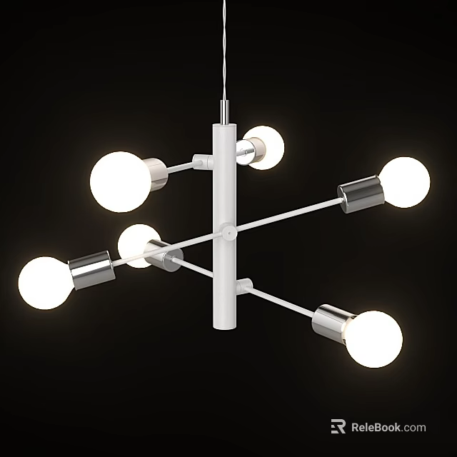 Elegant Modern Chandelier Design With Spherical Bulbs And Cross Metal Bars 3d model 