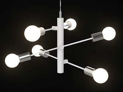 Elegant Modern Chandelier Design With Spherical Bulbs And Cross Metal Bars 3d model