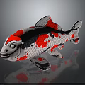 Artistic Koi Fish 3D Model With Red Black White Patterns And Decorative Design 3d model