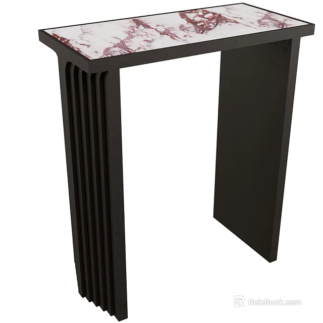 Patterned Marble Top Console Table with Black Legs Modern Interior Decorative Design 3d model 