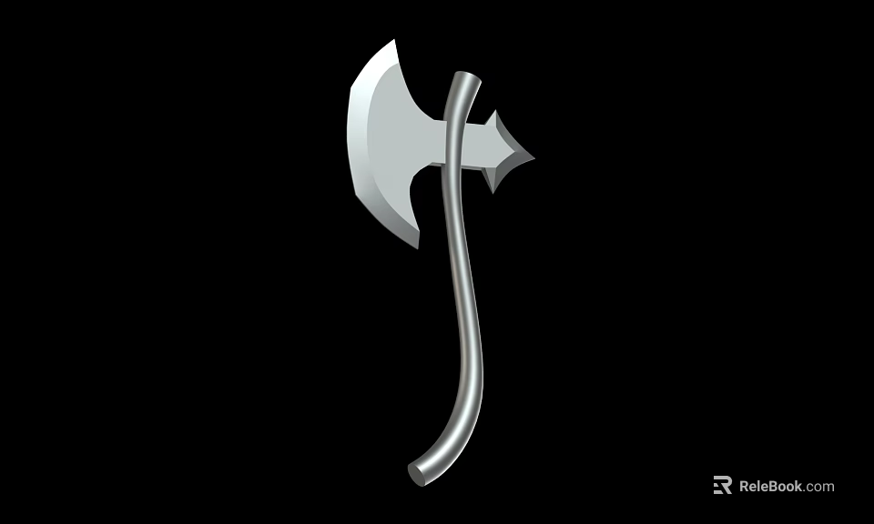 Weapon Axe With Sharp Metal Blade And Curved Handle Design 3d model 