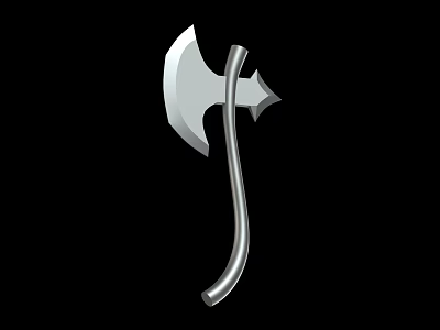 Weapon Axe With Sharp Metal Blade And Curved Handle Design 3d model