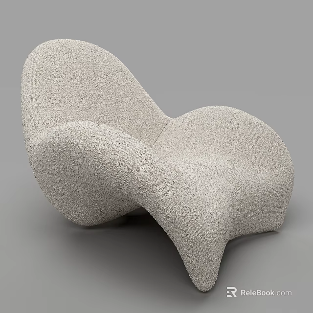 Unique Textured Single Sofa With Modern Curved Design And Comfortable Seating 3d model
