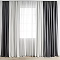Gray And White Sheer Layered Curtains For Window In Home Interior Decor