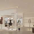 Modern Clothing Store Interior With White Decor Mannequins Clothing Racks Green Plants And Logo Sign