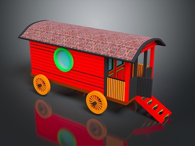 Retro Carriage Ancient Rack Car Rack Car Rack Car Trolley 3d model