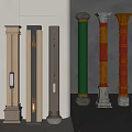 New Chinese Style Column Corner Column Villa Column 3d model