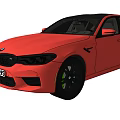 Red BMW Sporty Sedan With Black Wheels And M Badge Front View