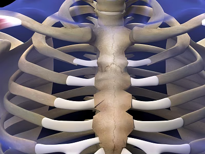 Detailed 3D Rendering Of Human Thoracic Skeleton With Ribs Spine And Sternum Structure 3d model