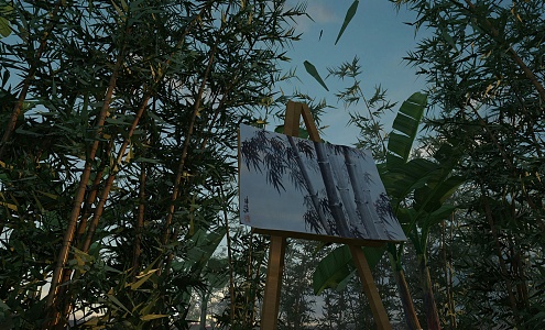 Modern bamboo landscape 3d model