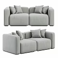 Modern Gray Two Seater Sofa With Soft Fabric Upholstery And Decorative Pillows