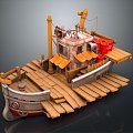 Modern Wooden Boat Small Boat Small Wooden Boat 3d model