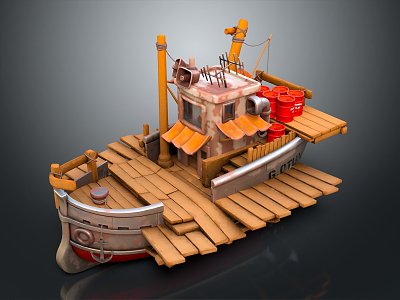 Modern Wooden Boat Small Boat Small Wooden Boat 3d model