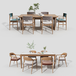 Nordic Dining Table and Chair Combination Dining Table and Chair 3d model