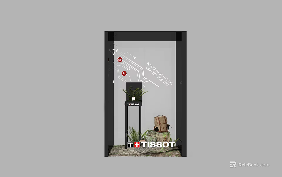 TISSOT Photo Check In Spot With Your Best Self Sign Plant And Chair 3d model 