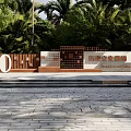 Outdoor Landscape Feature Wall With Lush Green Plants Palm Trees Steps And 3D Numbers