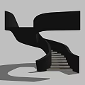 Modern Spiral Staircase With Black Handrail And Wooden Steps Design