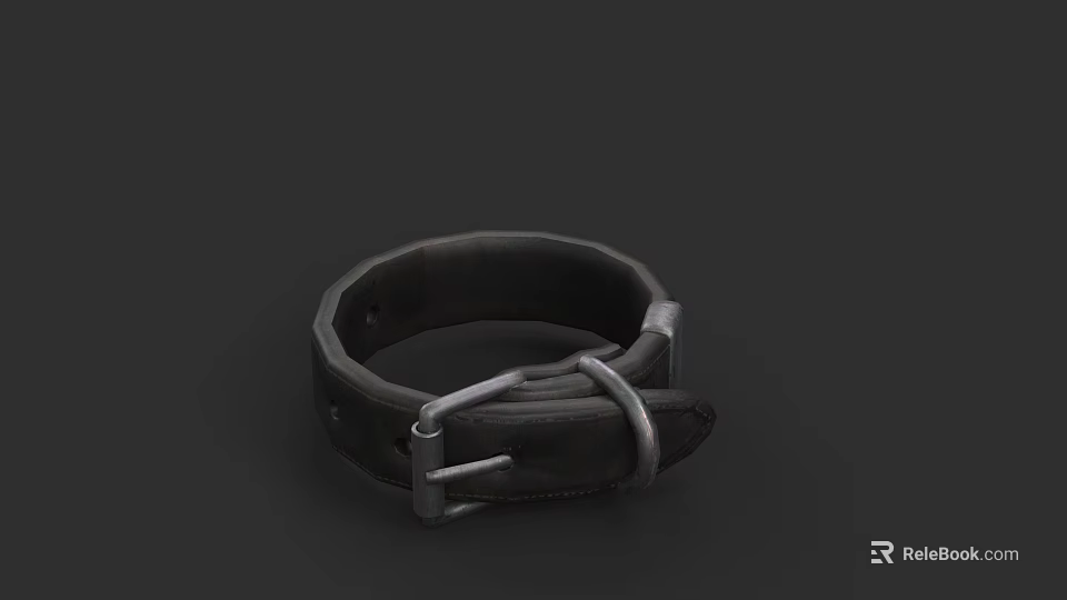Stylish Black Leather Collar With Adjustable Metal Buckle For Fashionable Outfit 3d model 