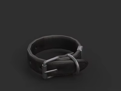 Stylish Black Leather Collar With Adjustable Metal Buckle For Fashionable Outfit 3d model