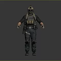 Tactical Character 3D Model With Military Gear Helmet Vest And Knee Pads