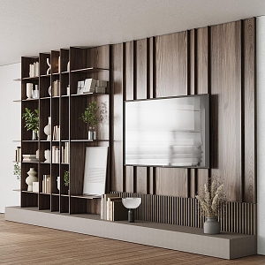 Modern TV background wall 3d model