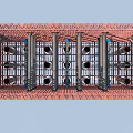 Industrial Equipment Red Metal Frame Structure With White Column Supports