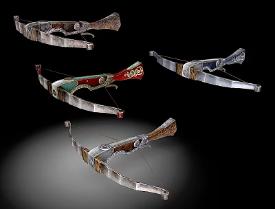 Decorative Handcrafted Bows Collection With Various Styles Wooden Metal Accents And Unique Designs 3d model