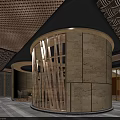 Classic Restaurant Interior Design With Stone Walls Wooden Elements And Bookshelves