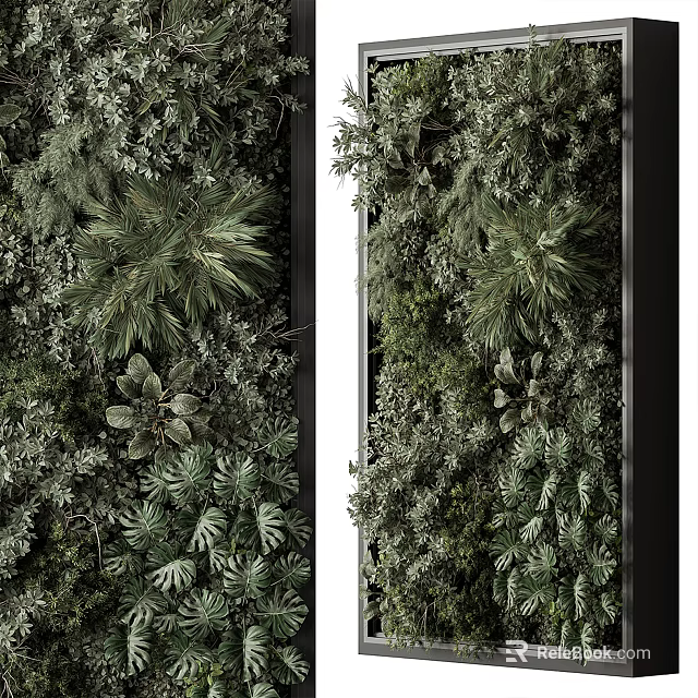 Double Sided Vertical Greenery Wall With Various Lush Tropical Plants 3d model 