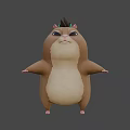 Cute Chubby Cartoon Hamster Game Movie Character With Big Eyes And Black Spiky Hair