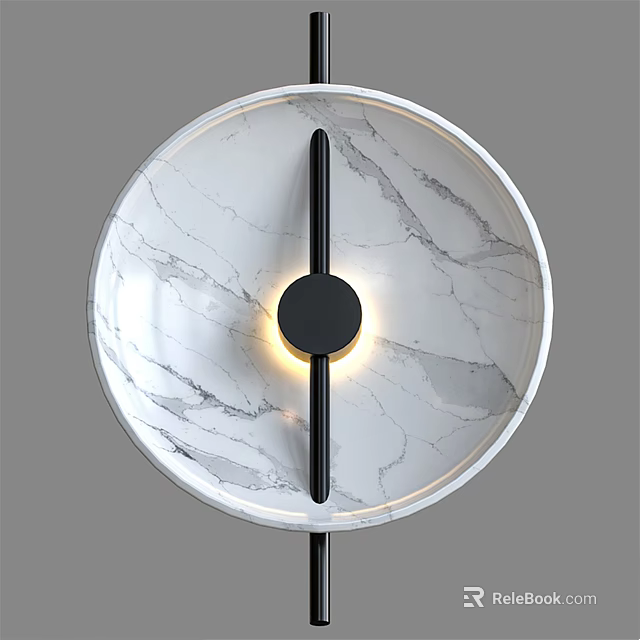 Modern Round Wall Lamp With Marble Texture And Black Accent Lighting Design 3d model