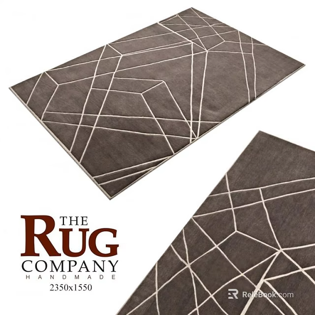 Modern Square Rug With White Geometric Lines And Dark Gray Pattern Design 3d model