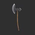 Medieval Battle Axe With Metal Head And Wooden Handle Design