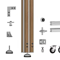 Furniture Hardware Parts Including Metal Brackets Wooden Poles Sliding Rails And Casters