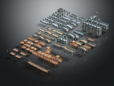 Diverse Scene Components Collection With Various Structural And Decorative Elements 3d model